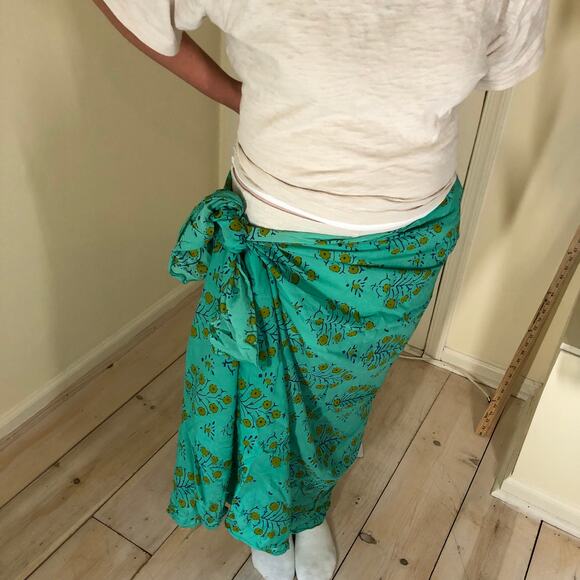 Gap EUC Women's Green Yellow Floral Pool Wrap Sarong Skirt One Size - Picture 8 of 8